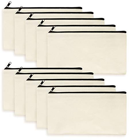 COCHIE DIY Blanko Stoff Federmäppchen, Makeup Tasche für Reisen, Schulmäppchen, Mäppchen, Kosmetiktasche Klein, Kulturbeutel, Kulturtasche, Schminktasche, Dokumententasche 21 x 12 cm