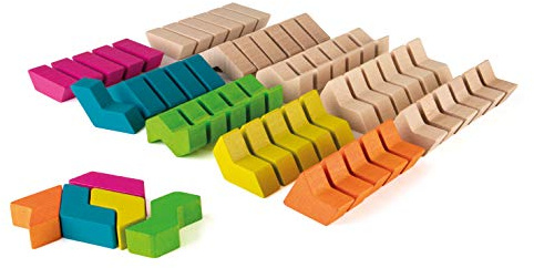 Erzi 42094 Bausteine GeoBlox MaxiMix aus Holz, für Kinder | zum kreativen Bauen und konstruieren