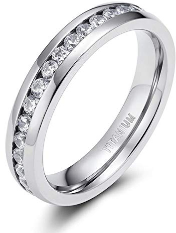 Zakk Damen Eternity Ring Titan Ewigkeitsring Eheringe 4mm 6mm Silber Memoire Ringe Hochzeitsring