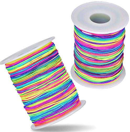 RENSHENKTO - Cordoncini elastici per perline e fili in tessuto elasticizzato, 2 rotoli