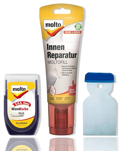 Molto REPARATUR-Set Ausbessern von Löcher Risse Schäden in Wand/Decke innen Farbe weiß