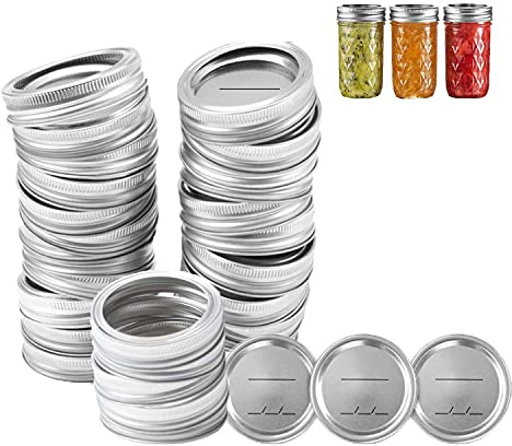 SHAREMI 24PCS Canning Lids with Bands, Regular Jar Lids for Mason Jars, Ball, Canning, Rust-Proof Split-Type Leak Proof (Lids&Rings - Regular 70mm, Silver)