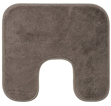 Gözze - Premium Rutschfester Badteppich mit Ausschnitt, RIO, 100% Microfaser, Ideal als WC-Vorlage für Standtoilette, 50 x 45 cm - Taupe
