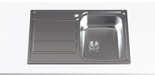 Cata Fregadero CDL-1 EI Sobre Encimera con Cubeta Cuadrada Escurridor Instalación Mueble 45 cm Base con Fondo Absorbente Accesorios Incluidos Acabado Acero Inoxidable