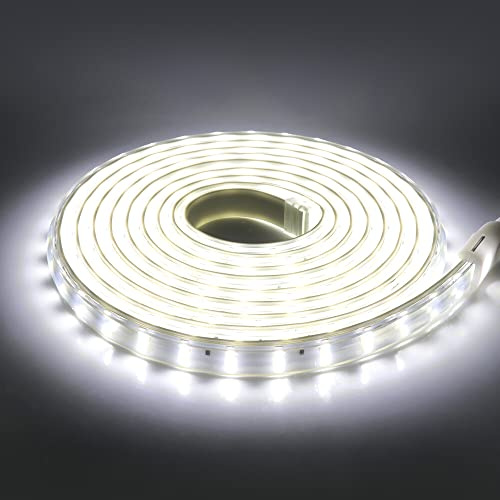 Wisada Doppelreihe LED Streifen 20m, 220V SMD 2835 120LEDs/m Superhell Flexibler Streifen, Biegbarer Schnitt Innen LED Lichtband Kaltes Weiß LED Band mit Schaltstecker für Schlafzimmer, Schrank