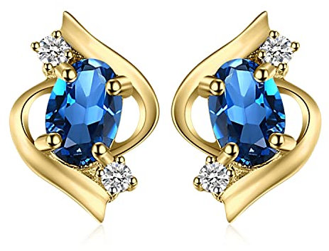 JewelryPalace Ovalschliff 1.1ct Echt London Blau Topas Ohrstecker Silber 925 Damen, Blautopas Ohrringe Silber mit Blau Edelstein Mädchen, Ohrstecker Silber Klein mit Stein Frauen Geschenk Vergoldet