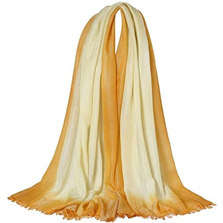 Whoiy Schal Damen Baumwolle, Schaldeckel Großes Verlaufsrechteck Beige Orange 200X80cm Warmer Winterschal-Poncho