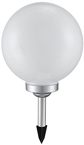 etc-shop Solarlampen für Außen Kugel Erdspieß Gartenleuchte Kugelleuchte Solar LED Solarkugel für den Garten, weiß silber, LED warmweiß, DxH 25x65 cm