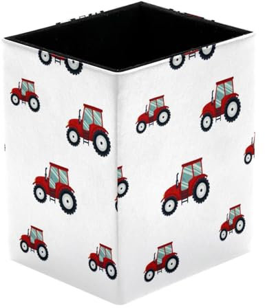 VAPOKF Stifthalter für Schreibtisch, roter Traktor, Bauernhof, Fahrzeug, Auto, Drucke, Stifthalter, Stiftehalter, Make-up-Pinsel, Aufbewahrung, Schreibtisch, Schreibwaren, Organizer für Home Office