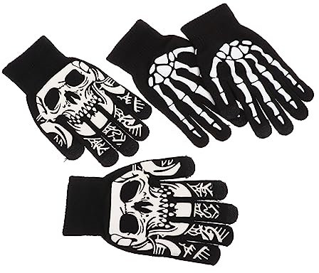 Holibanna 4paare Halloween-handschuhe Skelett-design Für Partys Und Outdoor-aktivitäten Bequeme Winterhandschuhe Für Kostümpartys Und Tägliche Nutzung
