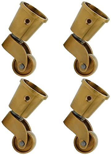 VNNHGB 4 Vintage-Messingrollen, antike 1,5-Zoll-Schwerlast-Kupferräder, Möbelfußschale, universell drehbar, ohne Bremse, polierte Oberfläche für Esstisch, Sofa, Kleiderschrank, Trolley