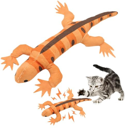 Teksome Katzenminze-, Katzenminze-Katzenspielzeug, Interaktives Katzenspielzeug in Eidechsenform aus Karton mit Knisterpapier, Kauspielzeug für Katzen, Katzenzubehör, Beißspielzeug