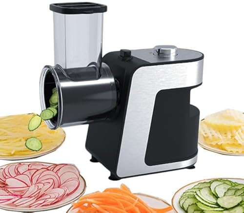 Cheese Grater Electric - Shredder Vegetable Cutter with 5 Cones - Multi Salad Maker for Cheese, Fruits, and Vegetables