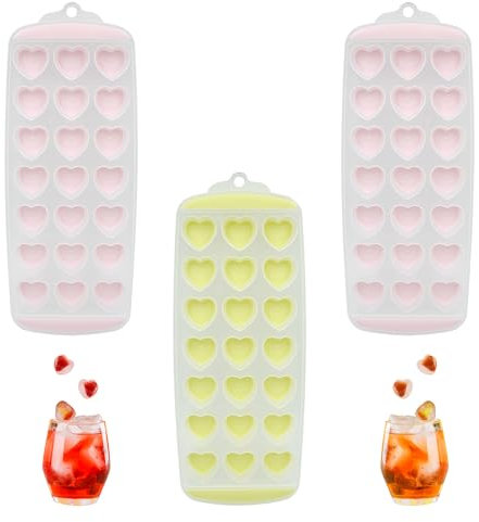 Juego de 3 moldes de silicona con diseño de corazón, molde para cubitos de hielo pequeños, grandes de plástico para chocolate, forma de corazón, ice maker，cubitera,cubiteras para hielo
