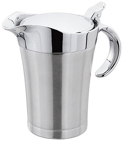 Mskidand 1 Piece Stainless Steel Oil Sauce Pot Dining Table Jug Custard Cream Ketchup Double Walled Insulated Thermal Sauce Boat 750Ml