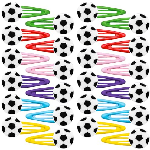 30 Stück Fußball-Haarspangen Rutschfeste Metall-Haarspangen Fußball-Haaraccessoires für Mädchen und Kleinkinder