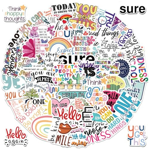 104 Pcs Stickers for Adults,Motivational Stickers,Mental Health Sticker | Preppy Sticker,for Kids,Teens,Adults,to Decorate Laptops,Skateboards,Diaries,Mobile Phones,Etc