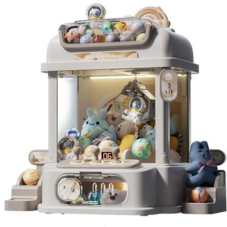 HBDSMLPL Candy Grabber avec Télécommande ， Distributeur De Poupées Arcade avec Lumière Et Musique,2 Poupées Panda,25 Poupées Cadeau pour Enfant,White