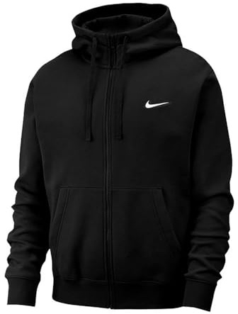 NIKE 0224NZ-010 Team Club Full Zip Hoodie Ft Lång Tröja Herr Svart Storlek M