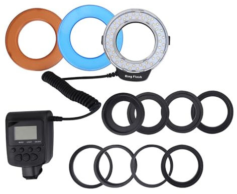 Qukaim Portable LED Ring Flash, Battery Operated Fill Light with Color Filters Adapter for Photography, DSLR Flash, Camera Ring Flash Accory