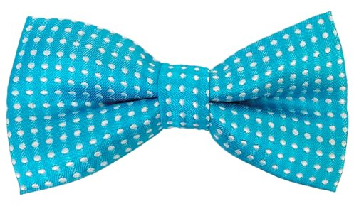 HISUNBEN Cravate papillon à pois pour enfants, nœud papillon pré-noué avec points et boucle & sangle réglables, pour garçons filles fête mariage & animal de compagnie, bleu ciel, 1