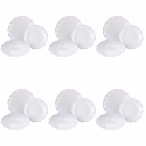 Vajilla de 18 piezas, de vidrio opal, 6 comensales, borde festoneado