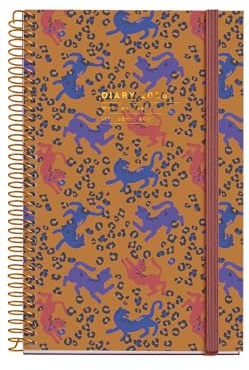 Miquelrius - Agenda 2026 semana vista, Similar A6+ (117 x 182 mm), Planificación semanal, Cubierta rígida cartón, Espiral, Cierre goma elástica, Papel 80 g/m², Español-EN-PT, Leopard