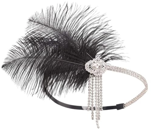 NihaoWXM Feder Kopfbedeckung Stirnband Feder Kopfschmuck 20er Jahre Accessoire(Color2)