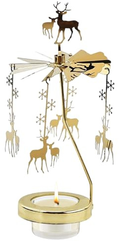 Kerzenkarousel, Weihnachten Drehend Gold Kerzen, Rotierende Kerzenhalter Für Wohnzimmer Deko, Kerzenhalter Für Weihnachten, Valentinstag, Hochzeit