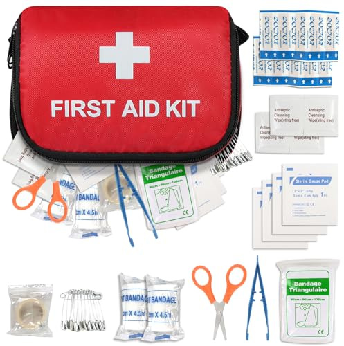 Trousse de Premiers Secours,Kit de Trousse de Premiers Soins Complète pour la Bureau,Sport,Voiture,Voyage,Maison,Randonnée,Entreprise-Trousse de Premiers Secours Compacte et Complète dans une Pochette