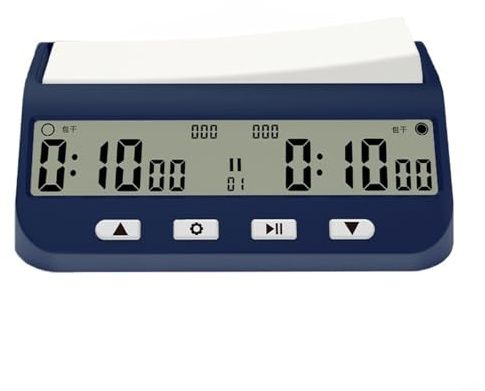 TONIXY Professionelle Schachuhr Timer mit mehreren Timing-Modi und Speicherfunktion, kompaktes dunkelblaues ABS-Design für chinesische Schach-, Go- und Schachspiele