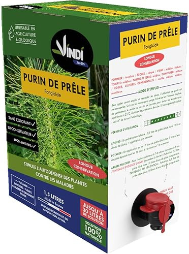 VINDI JARDIN - Purin de Prêle 100% Naturel – Fongicide & Engrais Liquide – BIB 1,5 L