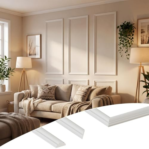 WUDLEP 6 Pcs Pre-Cut Wall Panelling Kits, Wall Moulding Paneling Frame