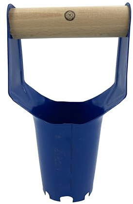 MMXX 2 0 2 0 Blumenzwiebel-Pflanzautomat & Zwiebelsetzer – Robuster Pflanzer mit Holzgriff & 12 cm Tiefe – Zwiebelpflanzer für Tulpen & Narzissen – Verzinktes Gartenwerkzeug Blau