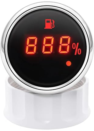 LED rojo 0-100% Digital 2 52mm indicador de nivel de combustible con alarma de Flash 0-190ohm Sensor de nivel de flotador de aceite coche barco yate Lecturas claras(Gauge without Sensor)