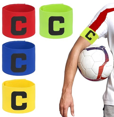 ITCGOB 4er Set Kapitänsbinde Kinder Fussball, Spielführerbinde Verstellbar mit Klettverschluss, Elastic Captain Armband in 4 Farben für Fußball Basketball, Kapitäns Armbinde für Kinder & Erwachsene