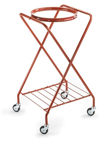 ANDRYS - Carrello Porta Sacco a X, Pieghevole, con Elastico Reggi Sacco, in Ferro, Verniciato, Colore Rosso, 50 x 50 x 99 cm