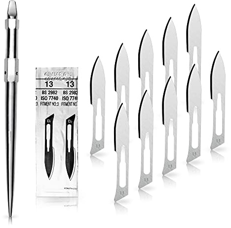 May Set: 10 Skalpellklingen Fig. 13 & Universalhalter mit Schraubsystem | 10x sterile Einweg-Skalpellklingen Fig. 13 inklusive robustem Universalhalter mit Schraubsystem
