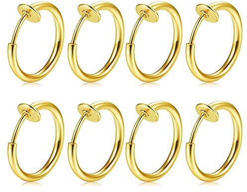 FECTAS 8stk Fake Nasen Lippe Septum Ohrring Piercing Ring Clip Chirurgenstahl Kein Piercing Bauchnabelpiercing Clicker
