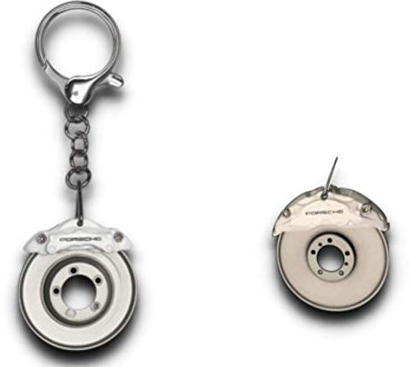 Porsche Schlüsselanhänger Bremsscheibe Bremssattel Weiß Original Bremsscheibe Design