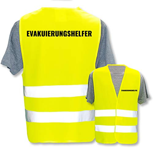 Bedruckte Warnwesten mit ISO-Leuchtstreifen * Standard- oder Reflex-Druck * Erste Hilfe und Brandschutz, Begriff:Evakuierungshelfer, Farbe + Größe:Gelb (XL/XXL)