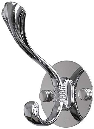 sourcing map Doppelwandhaken Zinklegierung Rack Wandmontage Doppelhaken Kleiderbügel Aufbewahrung mit Schrauben Silberton