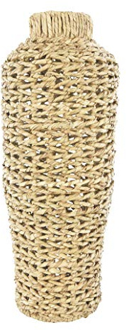 22 H Handwoven Water Hyacinth & Rattan Floor Vase