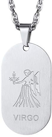 Richsteel Zodiac Sign Necklace Virgo Pendant, Dog Tag Pendant Chain For Girls, Stainless Steel Horoscope Jewellery For Women Constellation Necklace