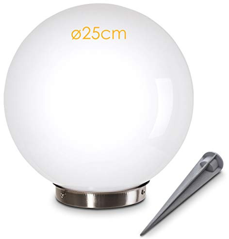 Boule lumineuse LED Nassau, lampe solaire d'extérieur en plastique blanc résistant aux intempéries, idéal le long d'un chemin, IP44, Ø 25 cm, 0,1 Watt, 10 Lumen, 6500 Kelvin