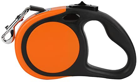 Ausziehbare Hundeleine, 5m Ausziehbare Hundeleine für Mittelgroße große Hunde bis 50kg mit Knopfbruch&Verriegelungssystem, Komfortabler Ergonomischer Handgriff, Orange