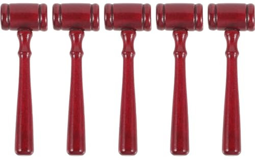 NUOBESTY 5pcs Gavel Hammer Prop Mini Toy Wooden Judgment Hammer Kids Wooden Mallet Pounding Hammering Toys for Kids Boys Girls Fancy Dress Costume Party