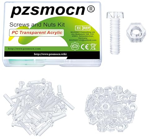 pzsmocn 100 Pièces/50 Ensembles M5*20 mm en Plastique PC transparent Croix | Tête Combinaison Produits, Ronde Kit Électroniques, Vis Bricolage Câble, Écrou Modèles Fil Connecteur, Hexagonal Fixation