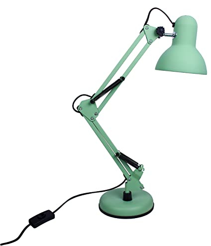 Bel Air Home - LED-Schreibtischlampe Antigona Serie Flexo, Retro-Vintage-Design 1xE27, Gelenkarm, für stilvolles Arbeiten und entspanntes Lesen (GLÜHBIRNE NICHT INBEGRIFFEN)(Grün/Matt)