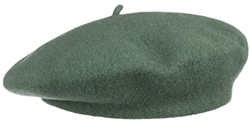Barascon Damenbaske mit Kaschmir - One Size (ca. 55-60 cm) - Made in EU - Wollbaske für Damen Französische Wollmütze - Baske Herbst/Winter grün One Size